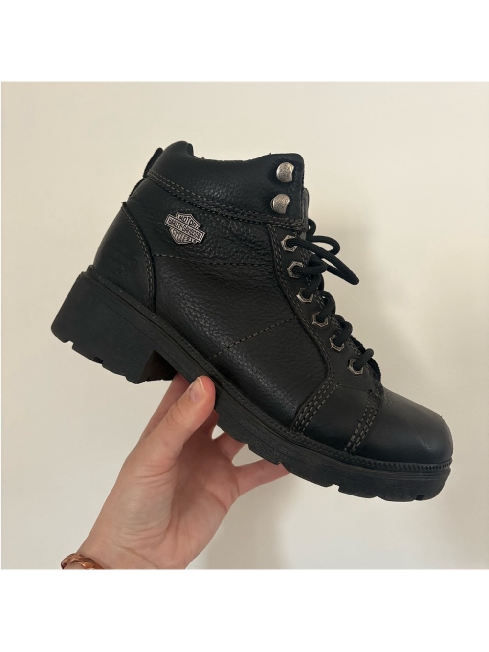 HARLEY-DAVIDSON Black Ladies Lace Up Ankle Boots Size 8.5 - Picture 12 of 16